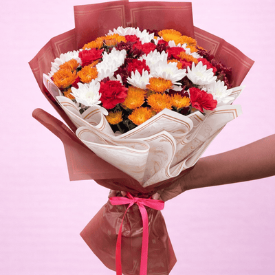 Blooms & Gifts Bright Eyes Carnations & Mums Bouquet