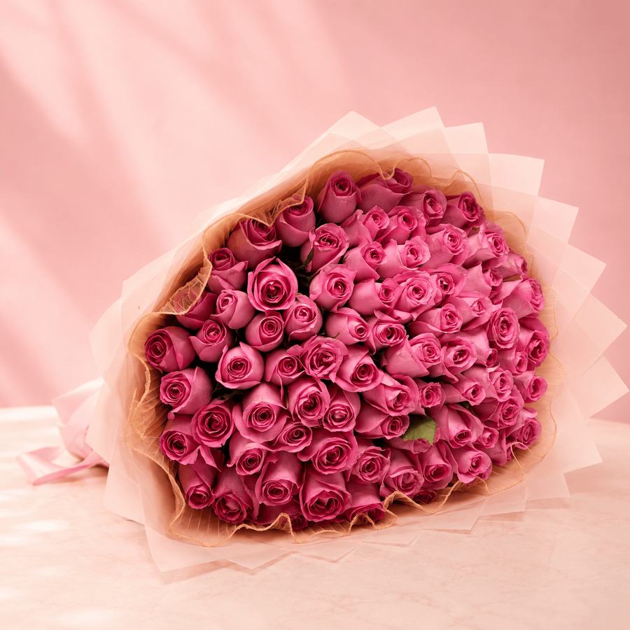 Pink October flowers: a bouquet of baby pink roses