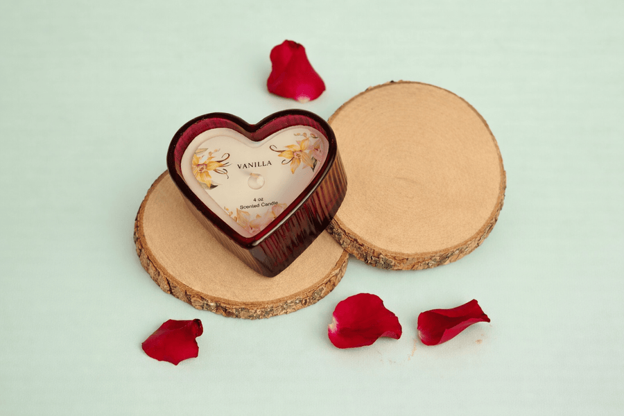 Siya Home 4oz Heart Shaped Ceramic Candle Vanilla