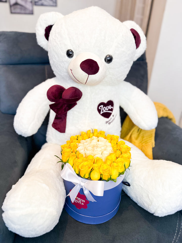 Giant Teddy with Sunshine Roses Love Box