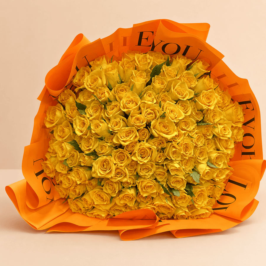 Blooms & Gifts A Hundred Golden Reasons Rose Bouquet
