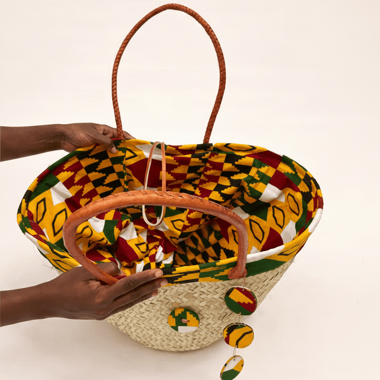 Blooms & Gifts Ankara Lined Basket With Buttons