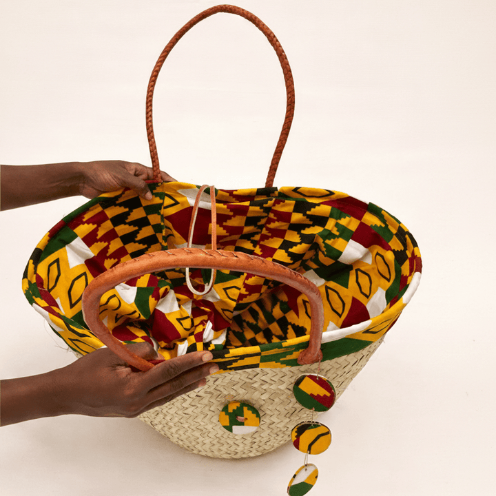 Blooms & Gifts Ankara Lined Basket With Buttons