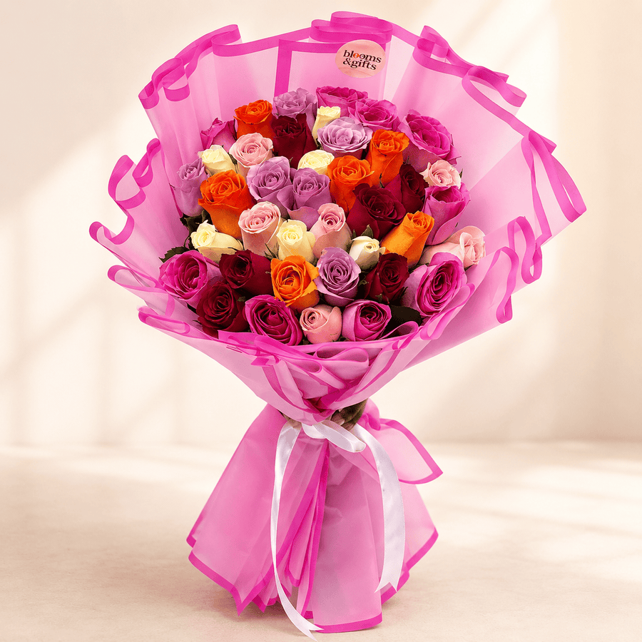 Blooms & Gifts Arcobaleno Mixed Roses Bouquet