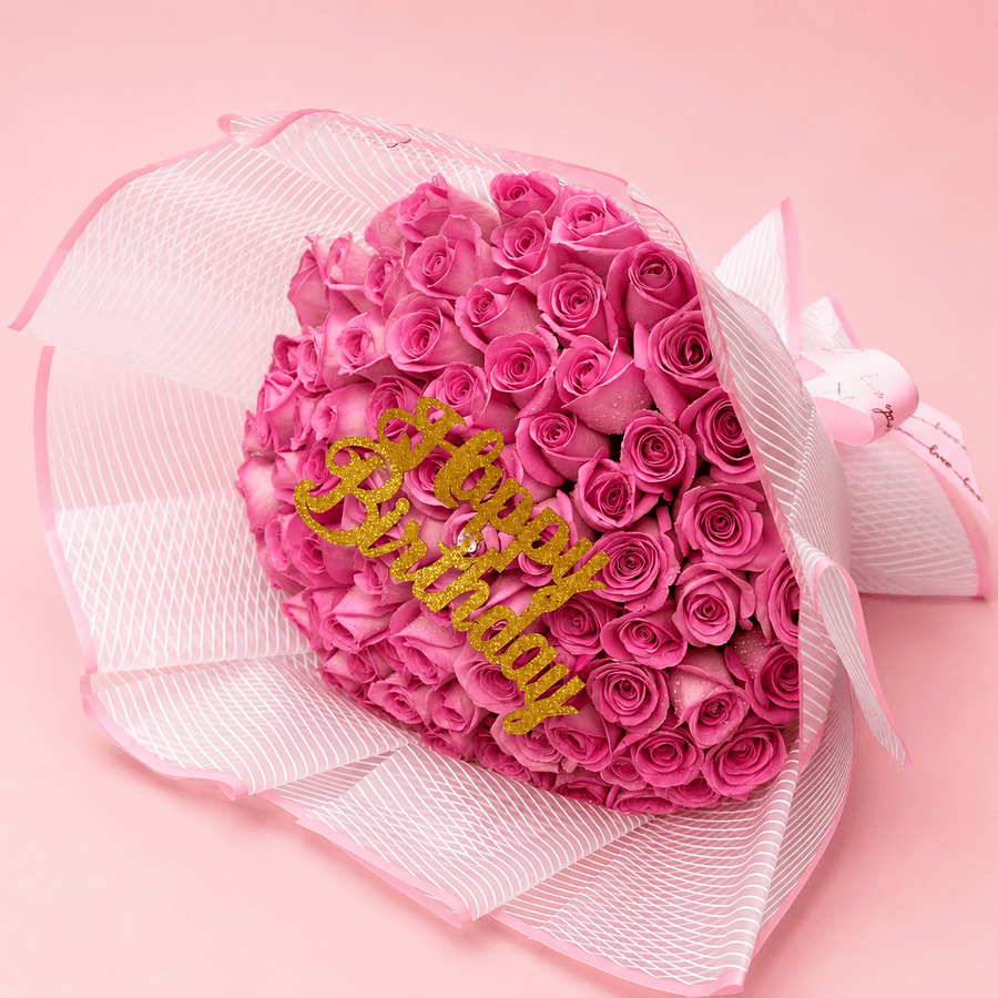 Blooms & Gifts Birthday Bliss 70 Baby Pink Rose Bouquet