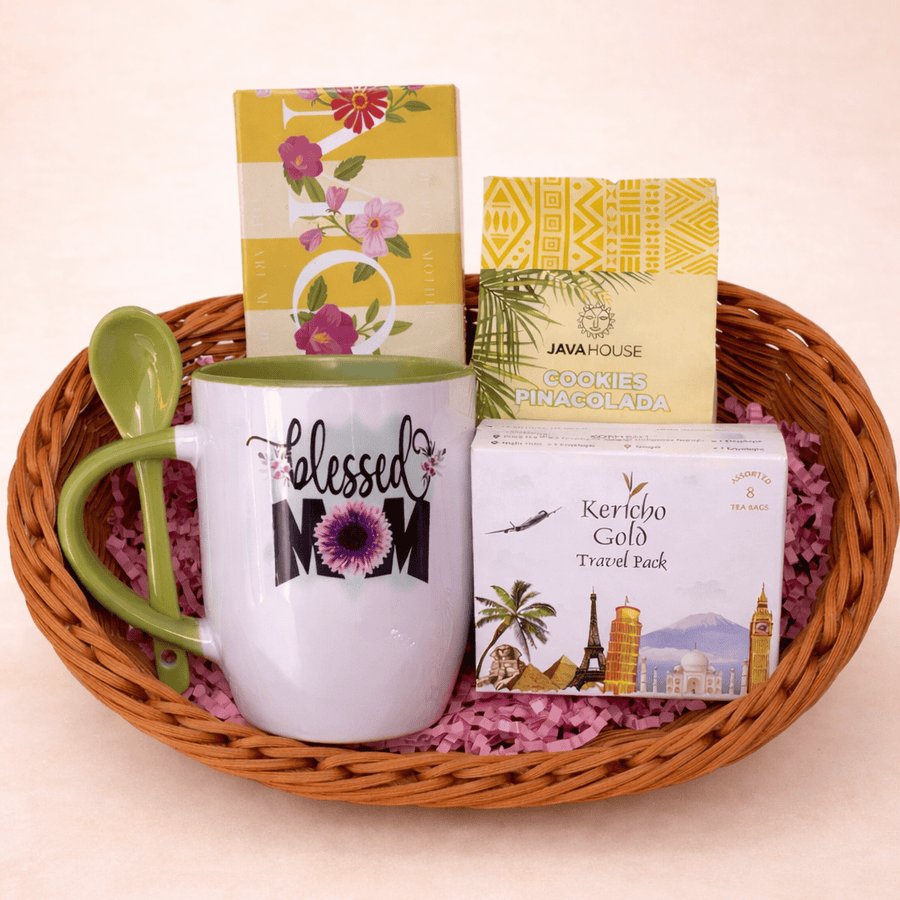 Blooms & Gifts Blessed Mom Tea & Treats Gift Hamper