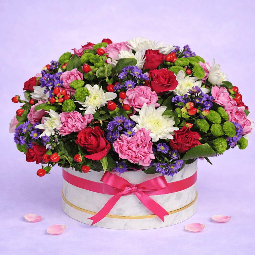 Blooms & Gifts Blush & Bloom Mixed Roses, Carnations & Mums Arrangement