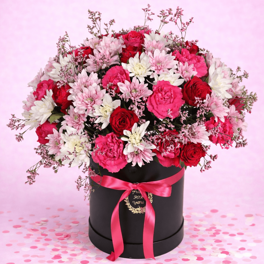 Blooms & Gifts Blush Symphony Mixed Roses, Carnations & Mums Arrangement