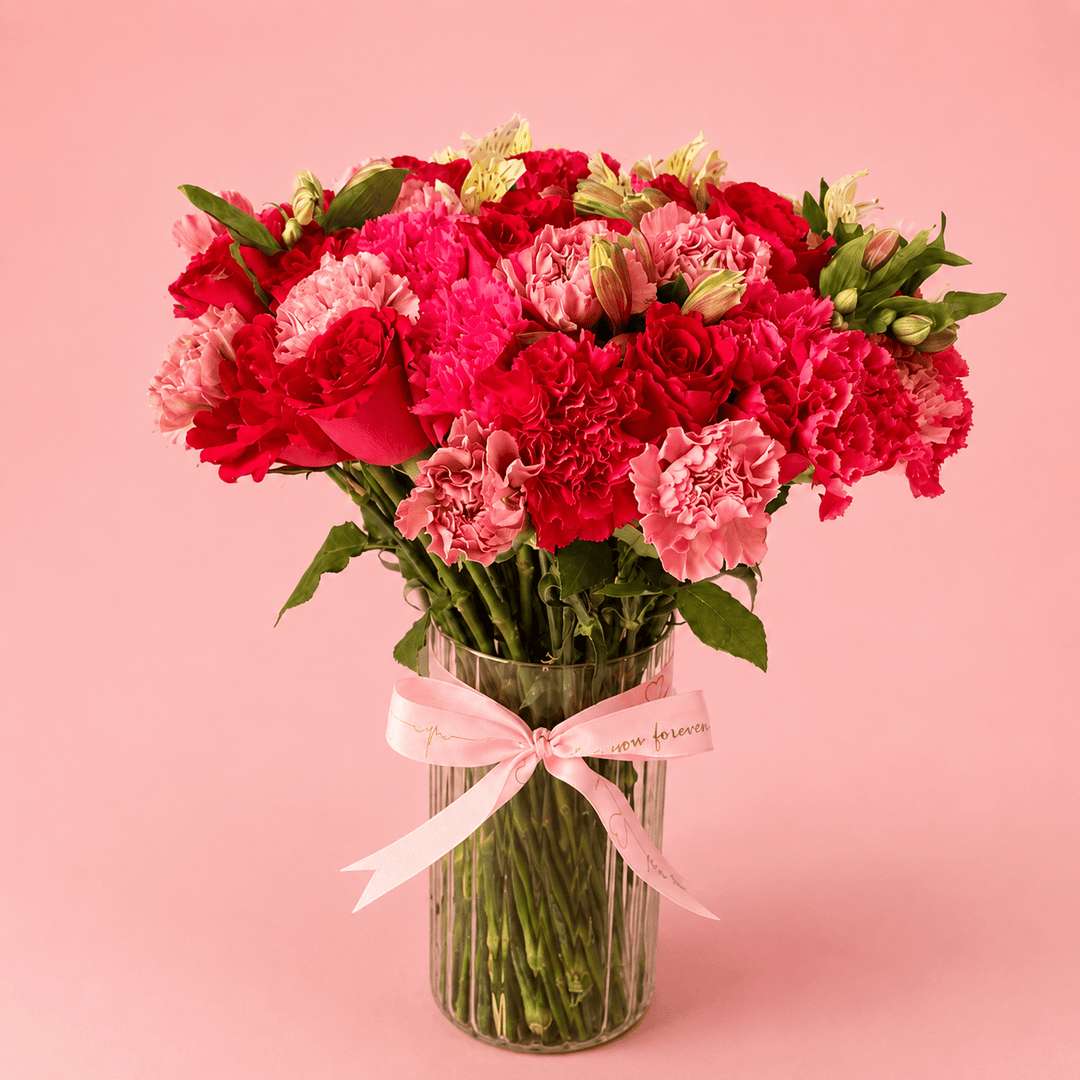 Blooms & Gifts Blushing Grace Hot Pink & Baby Pink Carnation Vase