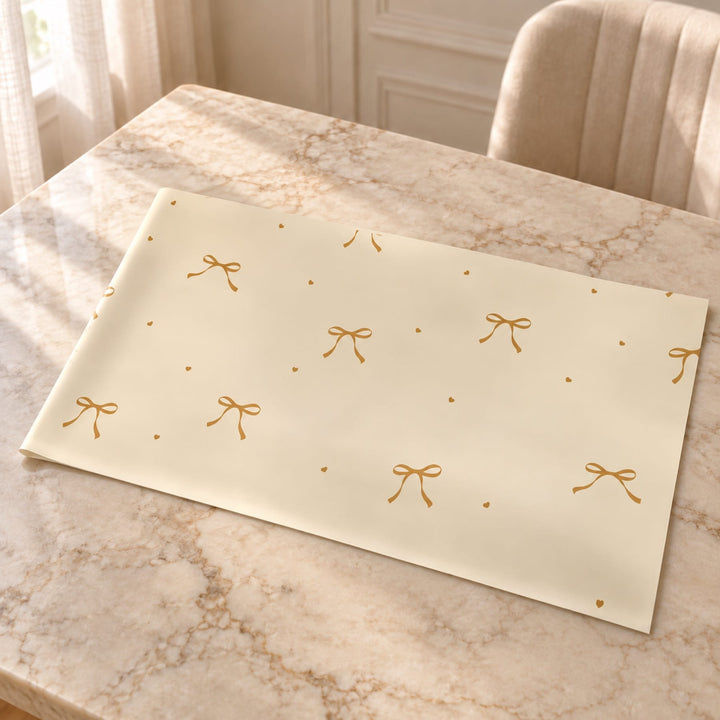 Blooms & Gifts Cream Gold Bow Wrap