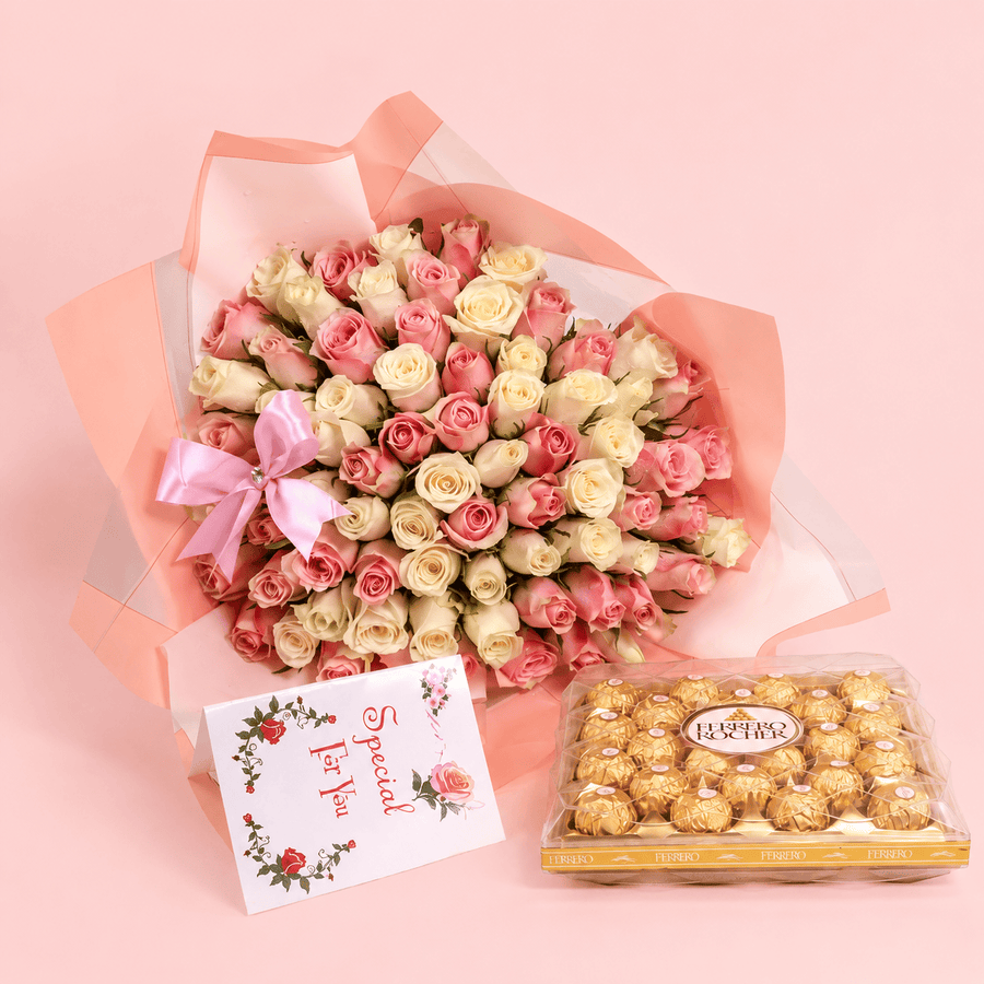 Blooms & Gifts Dolce Vita Ferrero Rocher & Blush Pink Rose Gift