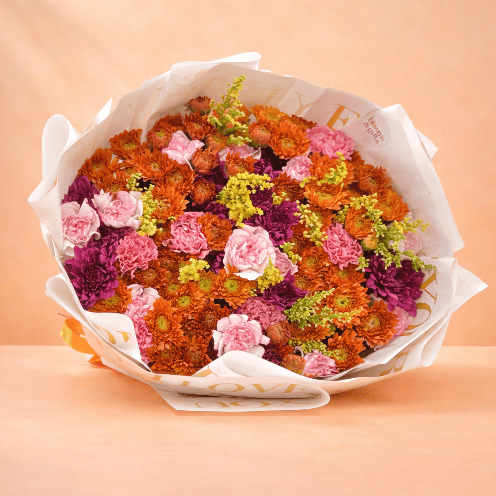 Blooms & Gifts Golden Hour Confetti Carnations & Mums Bouquet