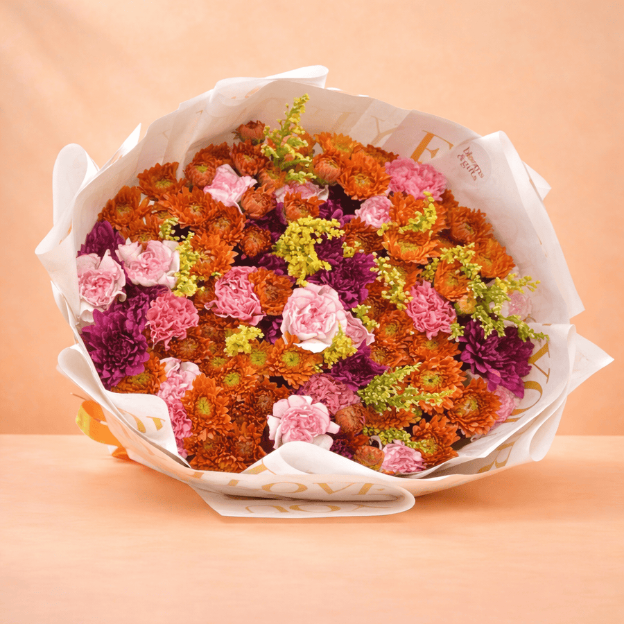 Blooms & Gifts Golden Hour Confetti Carnations & Mums Bouquet