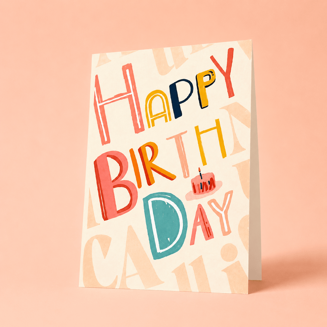 Blooms & Gifts Happy Birthday Cake A6 Card