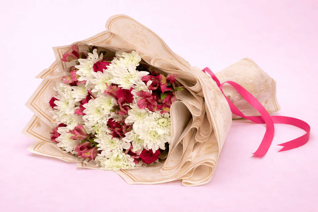 Blooms & Gifts Hot Pink Roses & Pink Alstroemeria Bouquet