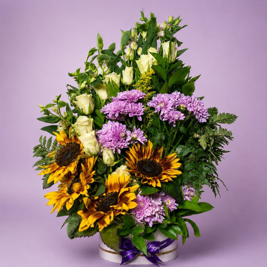 Blooms & Gifts Petal Garden Sunflower & Mixed Flower Round Box