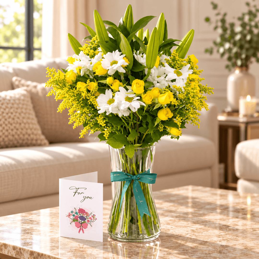 Blooms & Gifts Pure Grace White Lilies & Seasonal Blooms Flower Vase