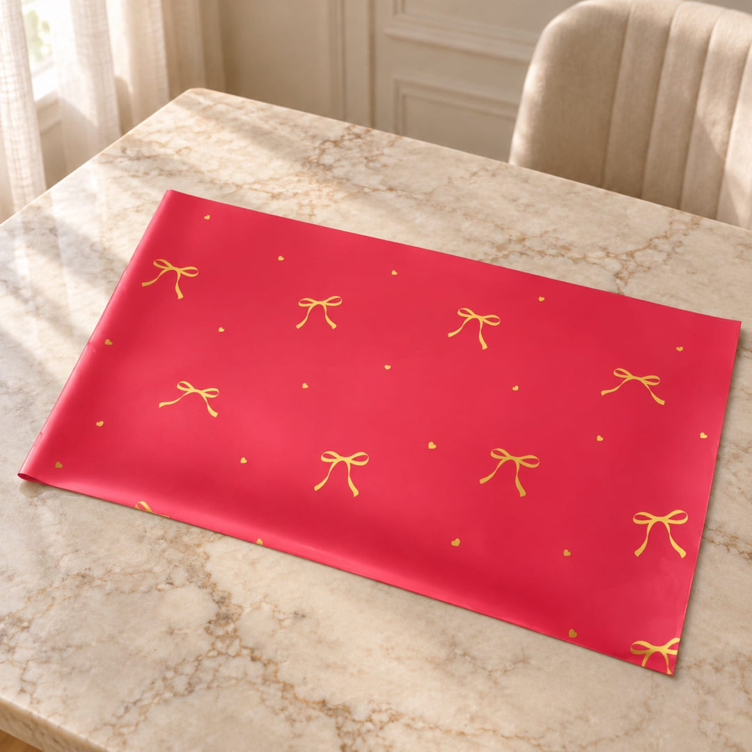 Blooms & Gifts Red Gold Bow Wrap