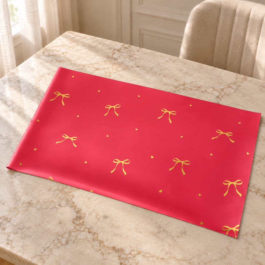 Blooms & Gifts Red Gold Bow Wrap