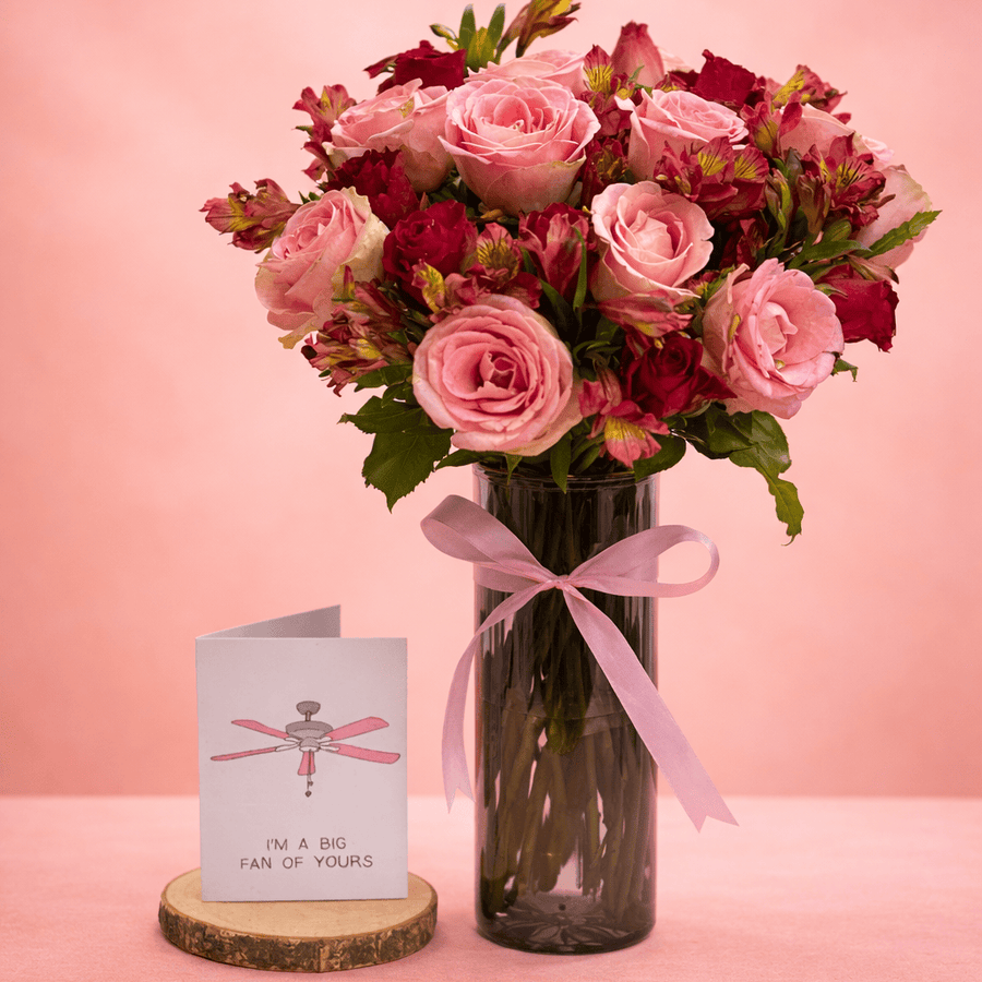 Blooms & Gifts Rosé Garden Red & Pink Roses Vase Arrangement