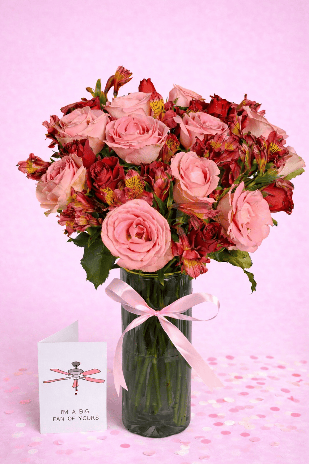 Blooms & Gifts Rosé Garden Red & Pink Roses Vase Arrangement