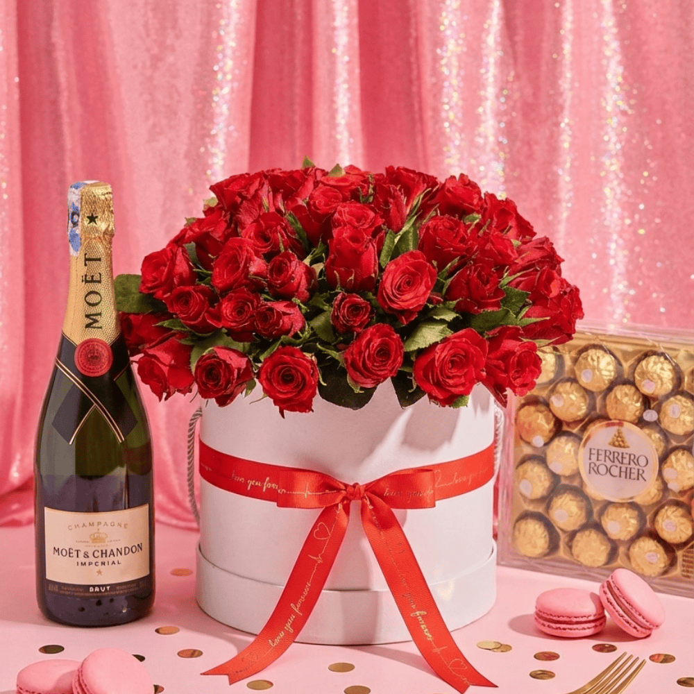 Blooms & Gifts Rosso Moët Grande