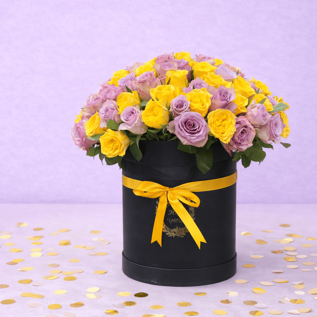 Blooms & Gifts Royal Radiance Purple & Yellow Roses