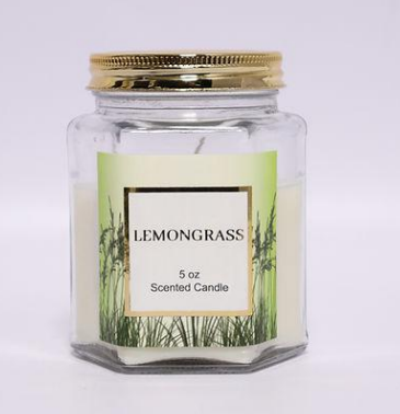 Lemongrass Scented Candle (5 oz Hexagonal Jar)