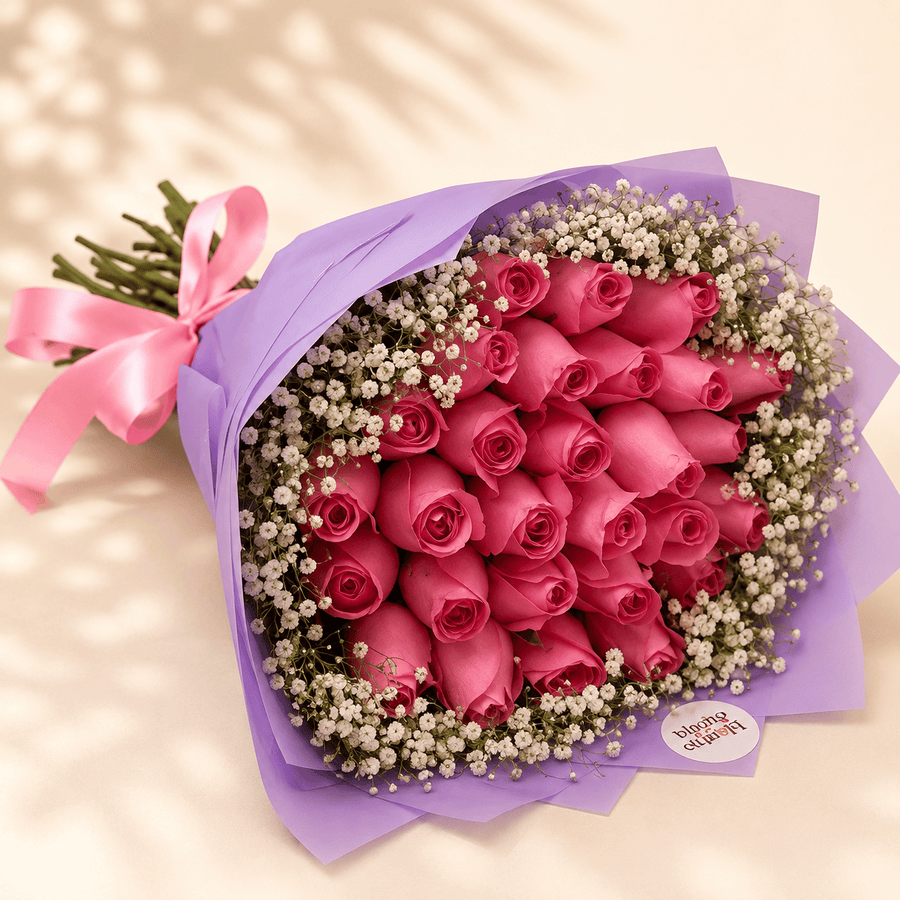 Blooms & Gifts Soft Blush Baby Pink Rose & Gypsophila Bouquet