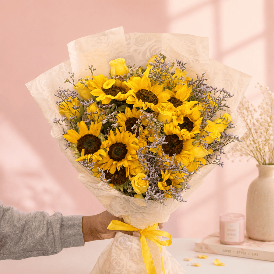 Blooms & Gifts Sunshine on My Mind Sunflowers & Roses Bouquet