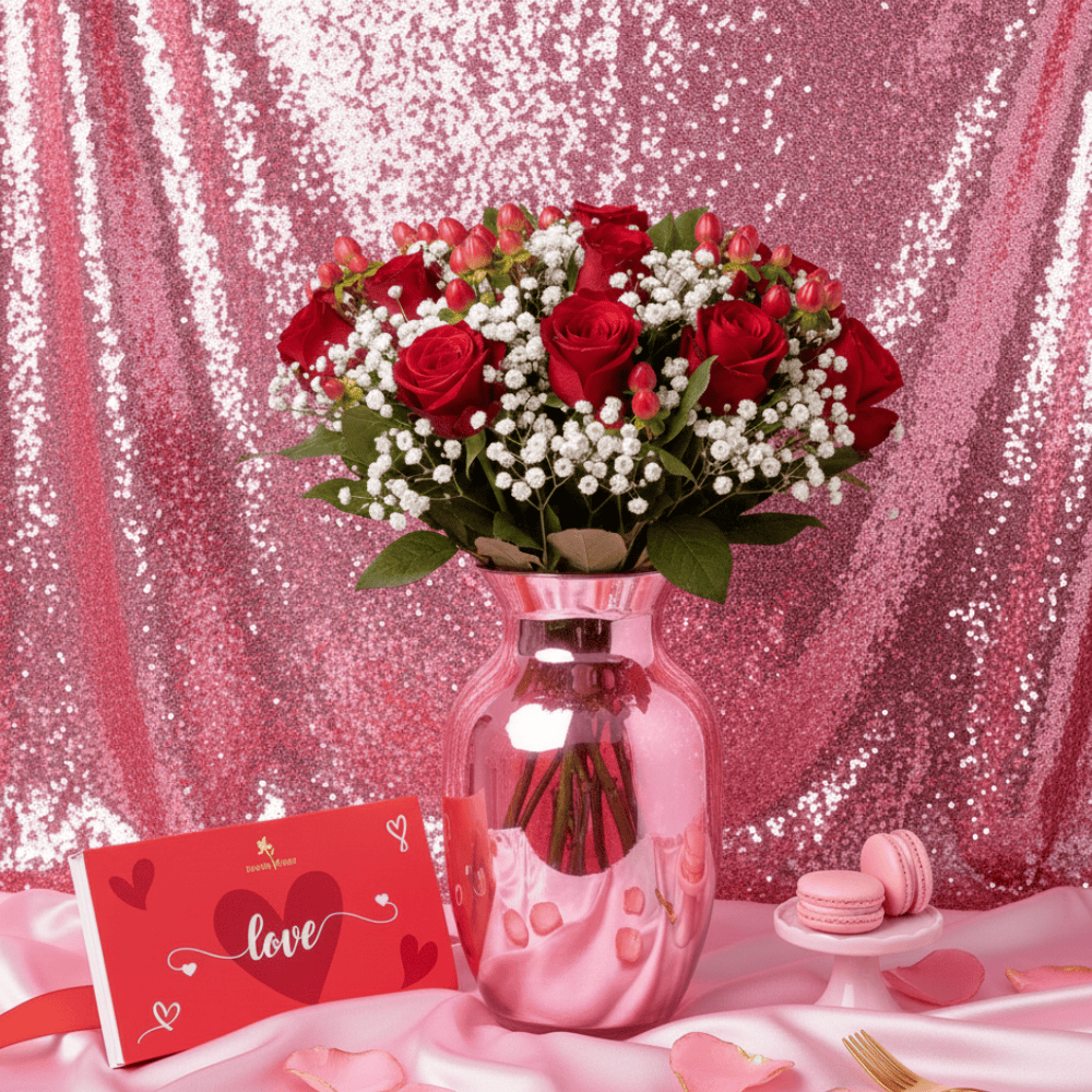 Blooms & Gifts Sweetheart Bloom Red Roses & Love Chocolate Bouquet