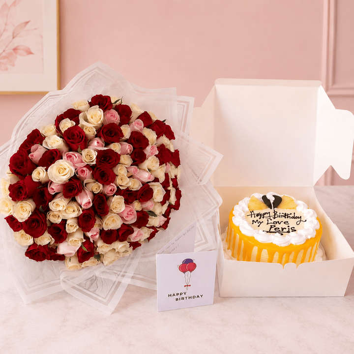 Blooms & Gifts The Pink Romance Cake Combo