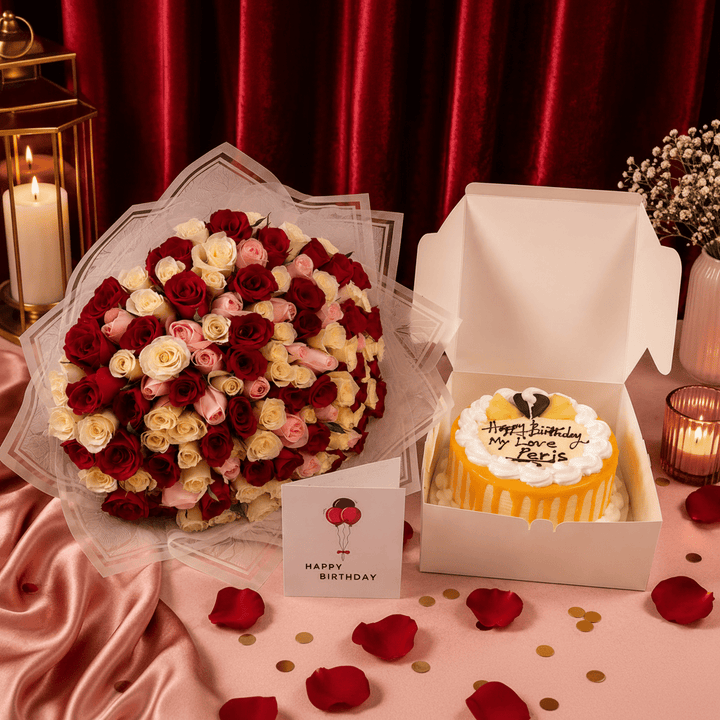 Blooms & Gifts The Pink Romance Cake Combo