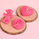 Three Pink Candles -Teddy, Love heart and flower