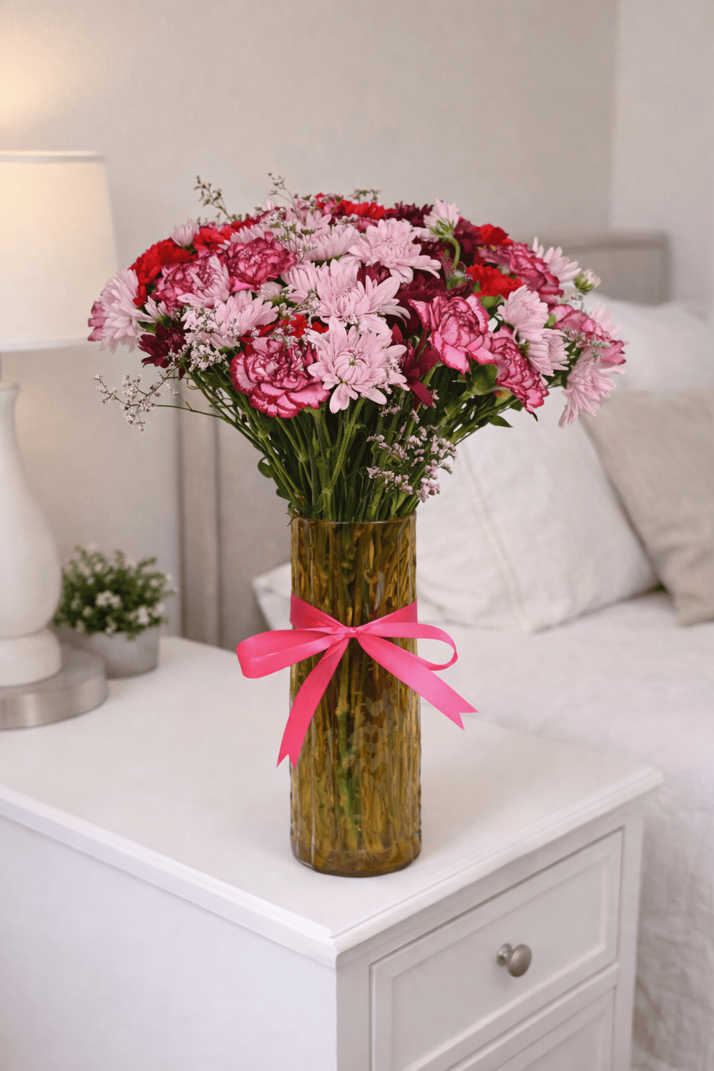 Blooms & Gifts Velvet Harmony Carnations & Mums Vase Arrangement