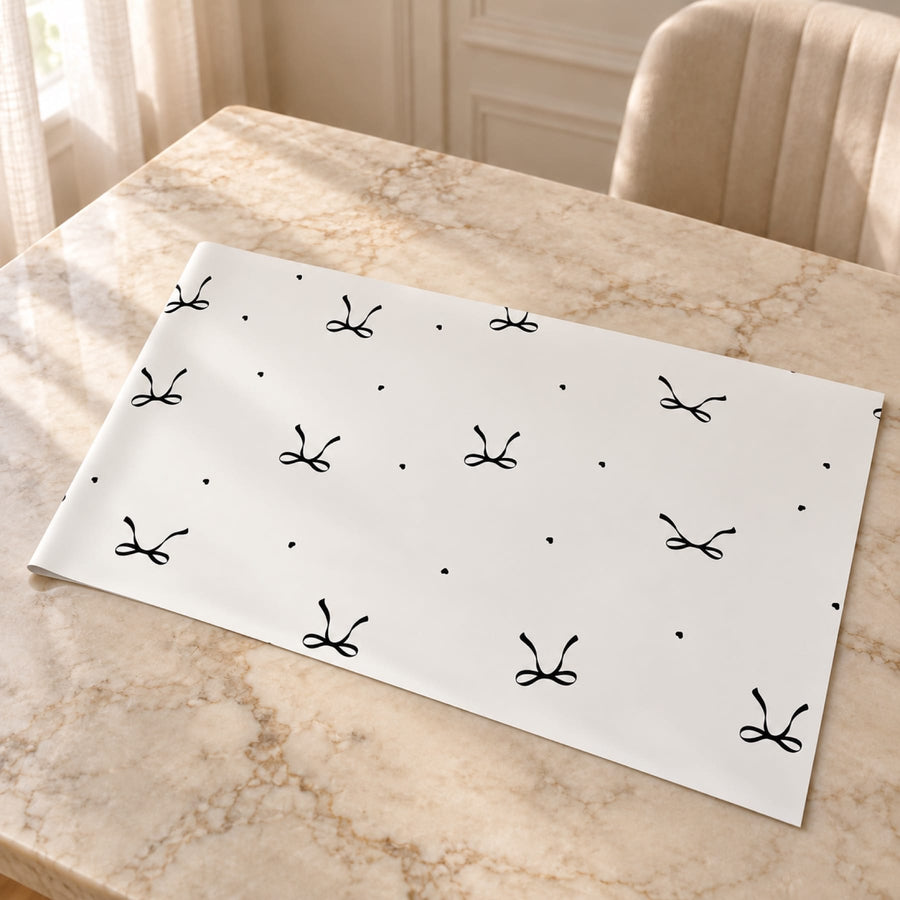 Blooms & Gifts White Black Bow Wrap