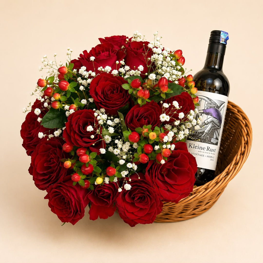 Blooms & Gifts Wine and Roses Red Roses & Kleine Rust Bouquet
